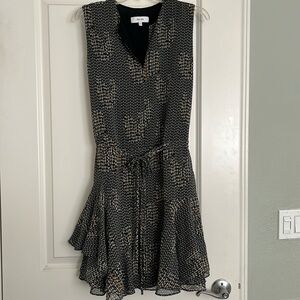 Reiss Black and Cream Asymmetrical Dress